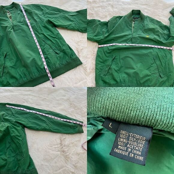 Vintage 80s Masters Golf Augusta 100% Silk Water Resistant Windbreaker RARE! L - Picture 12 of 13